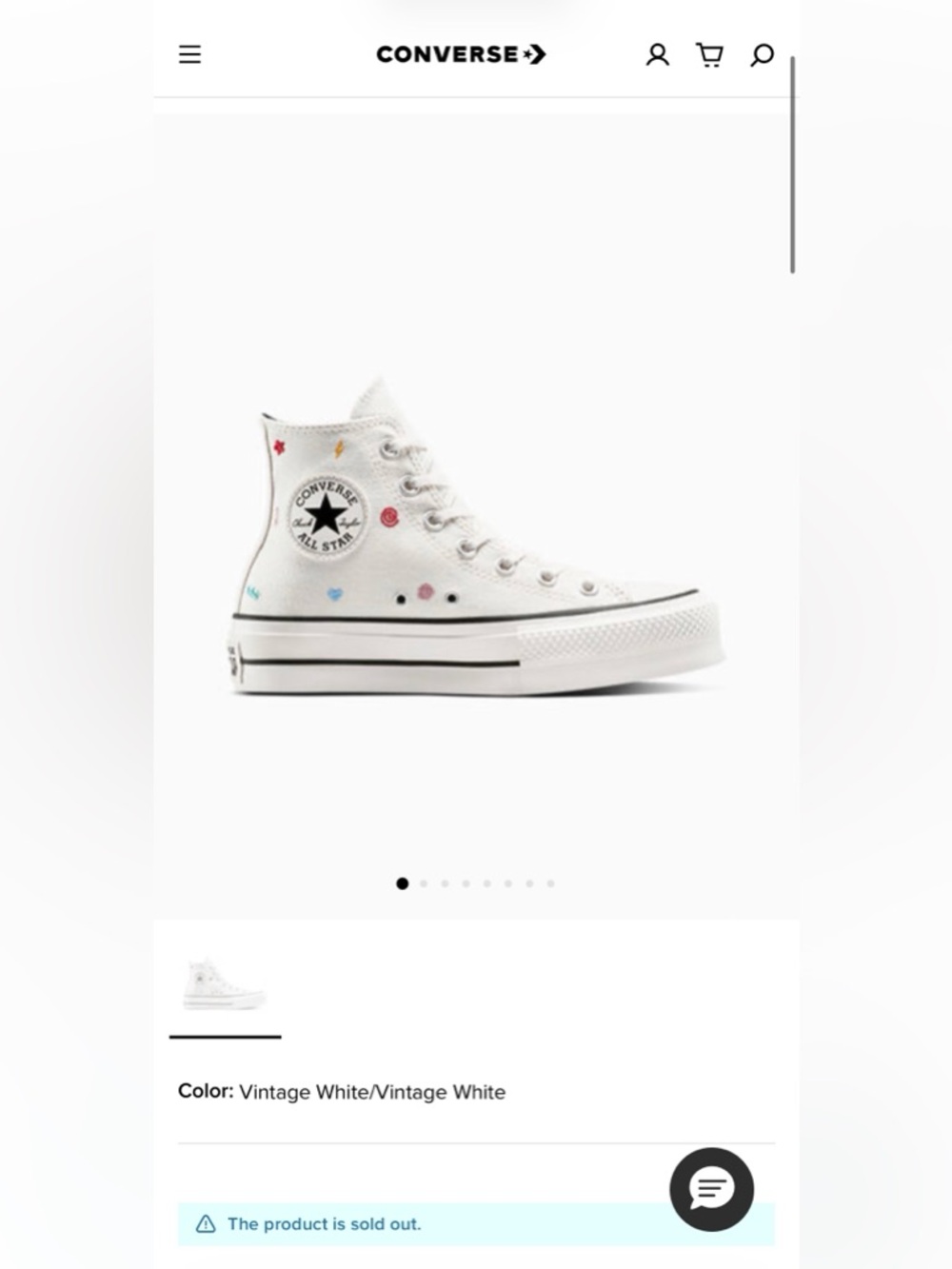 Chuck Taylor All Star Lift Platform Embroidered Doodles Sneakers Women 6.5